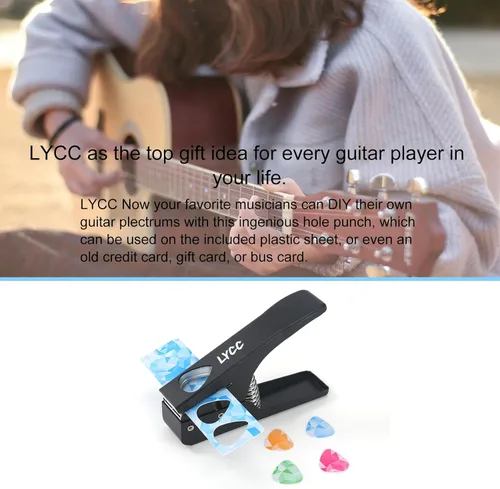 Vista 6 de paquete de regalo de lujo para hacer púas de guitarra DIY, cortador de púas de guitarra premium, 16 tiras de clip de paleta y una lima para suavizar