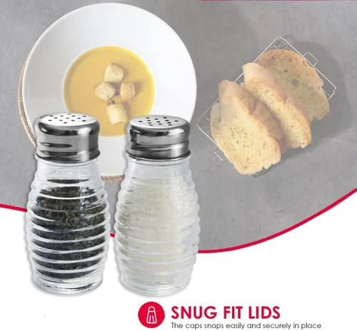 Vista 3 de Home Basics - Salero de cristal estilo colmena (plateado), 2 cocteleras para sal, pimienta, comino, canela, pimentón y más Tapas fáciles