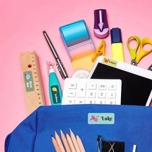 Vista 5 de 128 etiquetas adhesivas de nombre personalizadas para guardería, etiquetas de nombre impermeables personalizadas para niños, suministros escolares