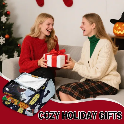 Vista 2 de Manta de Navidad de Wazzio, manta navideña para sofá, cama, habitación, regalos de Navidad para mujeres, hombres, hija, hijo, regalos para Acción