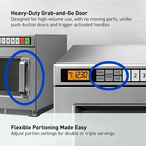 Vista 5 de Panasonic PRO1 - Horno de microondas comercial, resistente, 0.6 pies cúbicos de 2100 W, cocina de 5 etapas, pantalla LCD, acero inoxidable