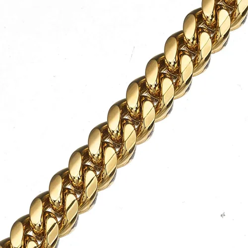 Vista 4 de Cadena Fuerte para Perro Correa Dorada Larga 3FT 4FT 5FT Acero Inoxidable 18K 12mm (0.472 in) Eslabón Cubano Bordillo Correa para Perro con Mango