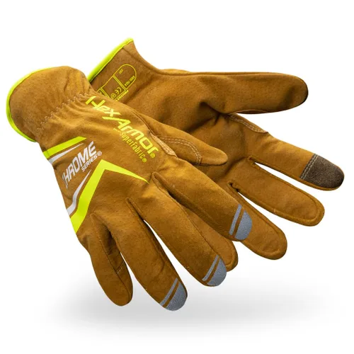 Vista 12 de HexArmor Chrome SLT® Series 4067 Leather Work Gloves, Large Resistente a los cortes, protección contra impactos 4067 Cuero Blanco y Naranja Impact