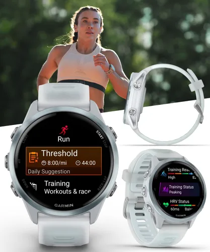 Vista 5 de Garmin Forerunner 570 1.654 in Advanced GPS Running & Triathlon Smartwatch AMOLED Display Training & Recovery Cloud Blue Aluminium w/Translucent