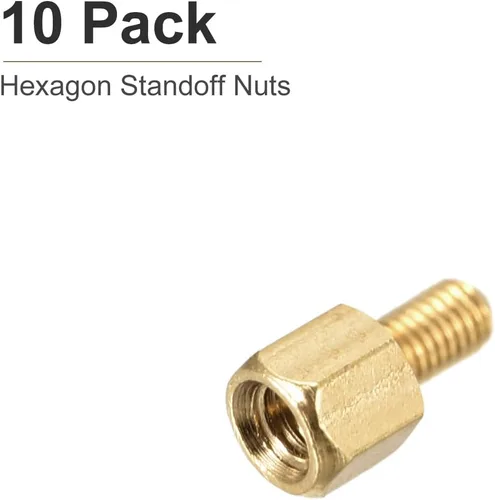 Vista 6 de DTGN M3x4x4mm (DxHLxML) - Separador hexagonal de latón -10Pack- Bueno para máquina electrónica - Tuercas de tornillo espaciadoras macho a hembra