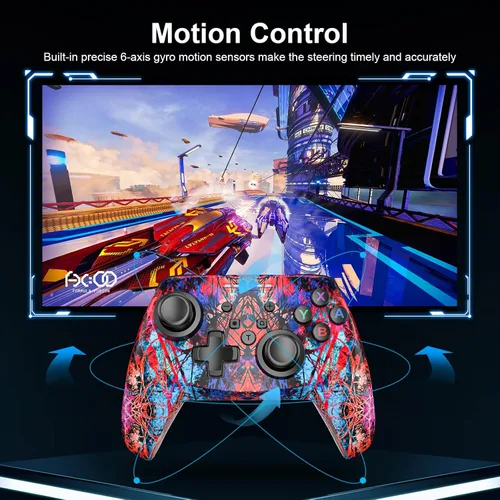 Vista 4 de Wireless Controller for Nintendo SwitchLiteSwitch OLED, Gaming Pro Controller Compatible PC with Wake-Up, Wireless Gamepad with 6-Axis Gyroscope