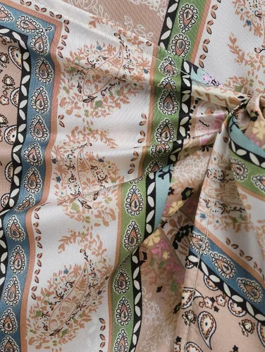 Vista 5 de ZAFUL Falda midi bohemia de cintura alta para mujer, falda sexy con abertura pareo, bandana con estampado de cachemira