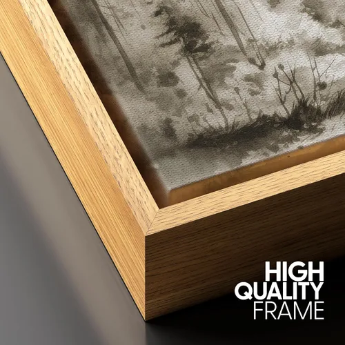 Vista 5 de SIGNFORD Lienzo enmarcado para pared, pinos sepia, bosques, bosques, naturaleza, ilustraciones de área silvestre, arte digital, arte moderno