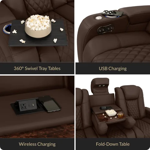 Vista 6 de Seatcraft Anthem LT - Sofá de cine en casa con mesa plegable Marrón