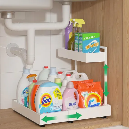 Vista 10 de REALINN Organizador expandible para debajo del fregadero con ajuste de Blanco