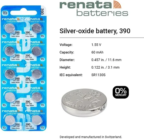 Vista 2 de Baterías de reloj Renata #390 5Pcs
