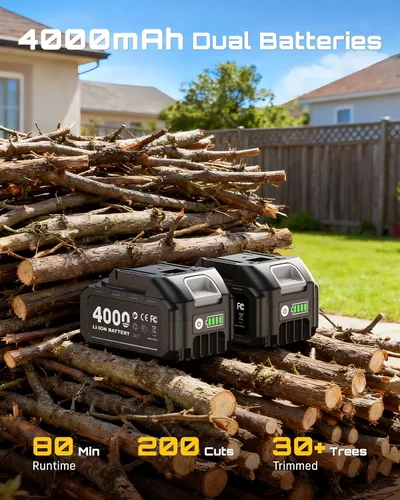 Vista 3 de SEESII Motosierras de poste eléctricas 2 en 1: Motosierra mini inalámbrica de 6 pulgadas sin escobillas, 2 baterías de 4000mAh, motosierra de poste