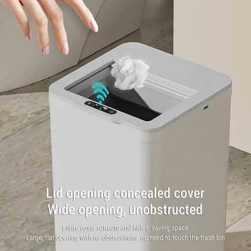 Vista 5 de AUNMAS Bote de basura eléctrico automático sin contacto con sensor de patada 9L de capacidad ABS para cocina, dormitorio, oficina, sala de estar