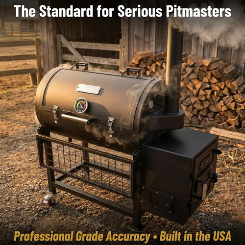Vista 2 de Termómetro para barbacoa y parrilla Midwest Hearth, para asador, pit, barril de 3" de diámetro (tallo de 2.5" de longitud, esfera negra)