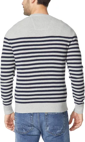 Vista 3 de Nautica Suéter de cuello redondo de punto a rayas para, Azul Gris Caliente