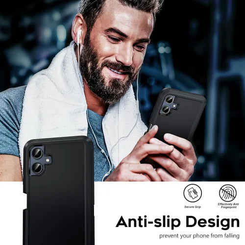 Vista 7 de LeYi - Carcasa para Samsung Galaxy A06, resistente, 3 en 1, color negro with 1 Pack Tempered Glass Screen Protector, Full Body Defender Shockproof