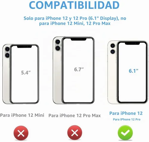 Vista 2 de ONETOP Compatible con iPhone 12 Compatible con iPhone 12 Pro Funda Cartera con Portarjetas, Funda de Cuero PU con Soporte y Ranuras para Tarjetas