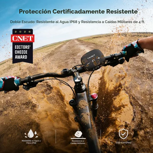 Vista 3 de Tribit StormBox Micro 3 Altavoz Bluetooth portátil, 13W, IP68 impermeable Negro