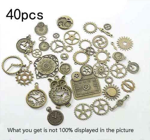 Vista 2 de Reloj de metal antiguo Steampunk con engranajes de mezcla de engranajes, engranajes, engranajes, multiestilo, con colgante de rueda, relojes