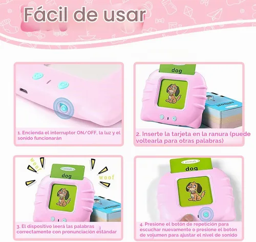 Vista 6 de Tarjetas flash de 510 palabras visuales parlantes para niños pequeños, juguetes de bolsillo para hablar para niños pequeños, tarjetas flash