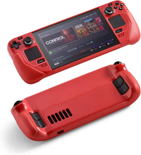 Vista 3 de UYIYE Funda protectora para Steam Deck - Funda Kickstand para Steam Deck- Accesorios fiables para Steam Deck Rojo