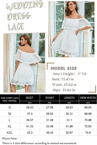 Vista 3 de HOYISHION Womens V-Neck Floral Embroidered Lace Mini Dress Bridesmaid Wedding Guest Cocktail Party Short Dresses