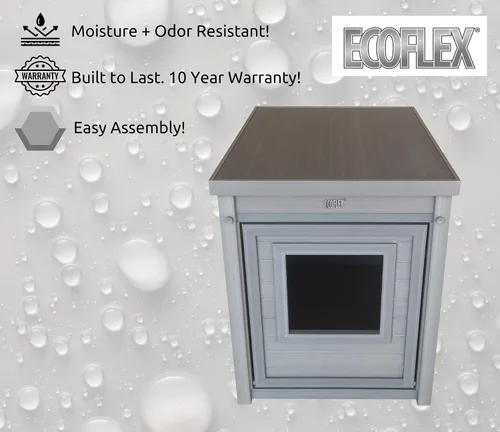 Vista 7 de New Age Pet ECOFLEX Cubierta para Caja de Arena para Gatos y Mesa Auxiliar con Recinto para Caja de Arena y Garantía de 10 Años Oculta la Caja