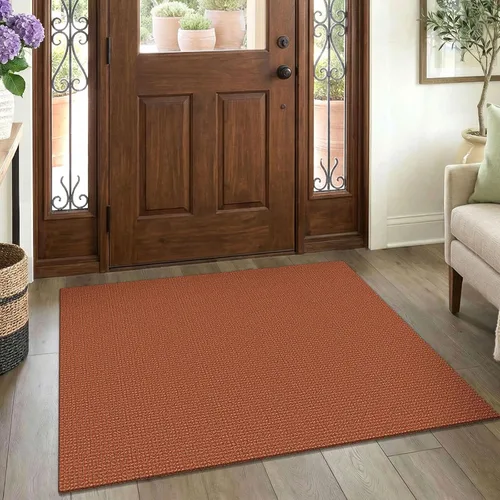 Vista 80 de EARTHALL Alfombra tejida de 2 x 3 pies, lavable para entrada, alfombra trenzada antideslizante, alfombra para puerta interior y exterior, alfombra