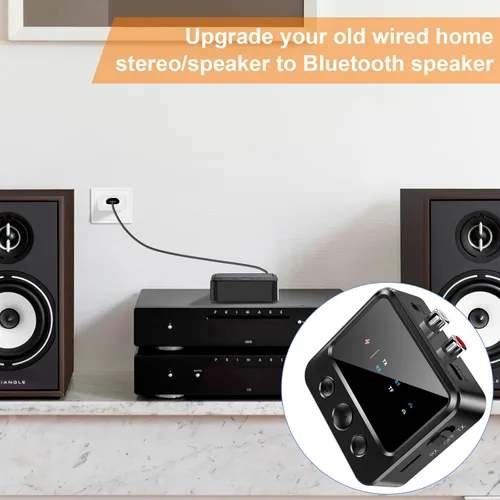 Vista 4 de Adaptador de audio Bluetooth para estéreo casero: receptor transmisor dual RCA auxiliar para auriculares de TV