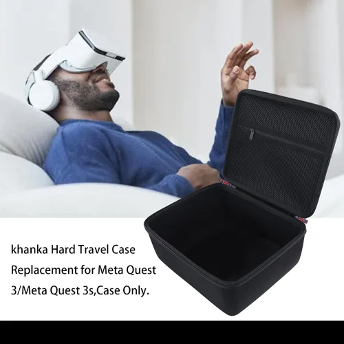 Vista 6 de khanka Funda rígida de transporte para Meta Quest 3Oculus Meta Quest 3s Caja de almacenamiento de viaje EVA a prueba de golpes compatible