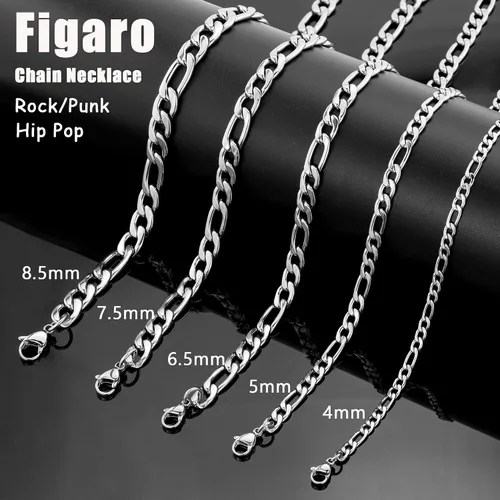 Vista 4 de SANNYRA Figaro - Collar de cadena de acero inoxidable para hombres y mujeres