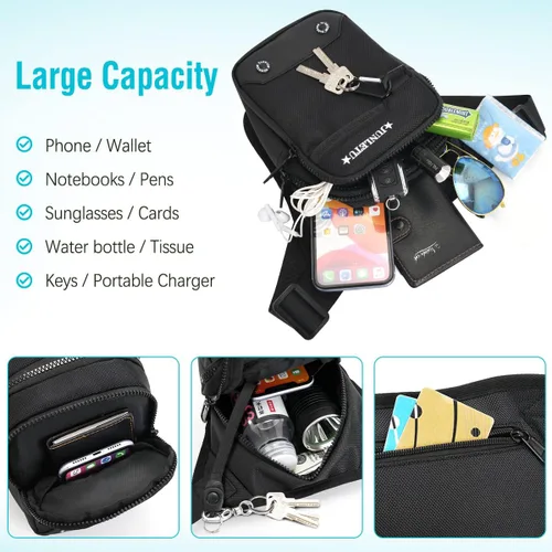 Vista 2 de HUANLANG Bolsa de pierna caída para hombres y mujeres, bolsa de muslo para motocicleta con arnés de pierna extraíble para actividades al aire libre