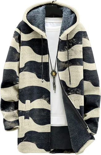 Vista 6 de BIVENANT Sudaderas con capucha con cremallera para hombre, cárdigan con capucha a rayas, sudaderas con capucha de camuflaje, abrigos de moda