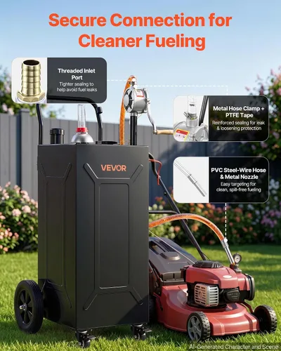 Vista 5 de VEVOR Tanque de transferencia de combustible portátil de acero al carbono Negro