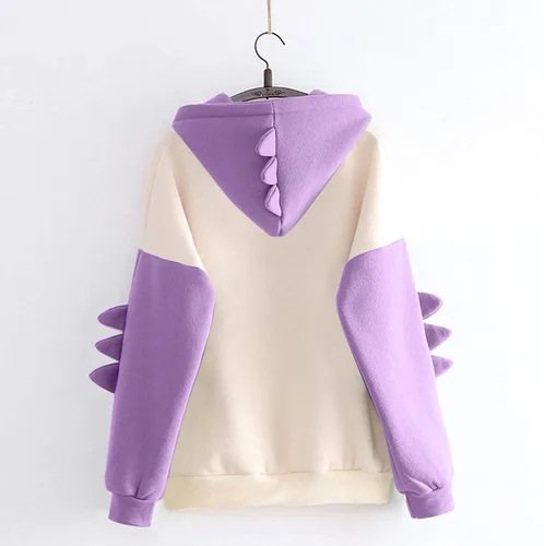 Vista 2 de luwita Lindas sudaderas con capucha de dinosaurio para mujer, sudadera de manga larga con capucha para adolescentes y niñas, ropa de moda Kawaii