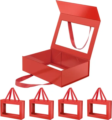 Vista 56 de Caja de regalo negra con ventana, caja de regalo magnética transparente para regalo, caja de propuesta de padrino de boda (10.5 x 7.5 x 3 pulgadas)