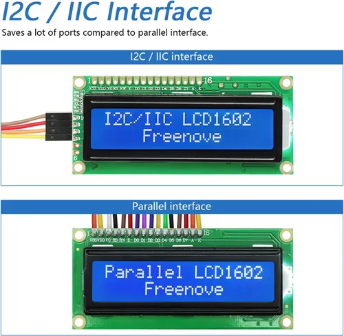 Vista 3 de Freenove Módulo I2C IIC LCD 1602, nuevo tipo TWI Serial 16x2, compatible con Arduino Raspberry Pi Pico ESP32 ESP8266