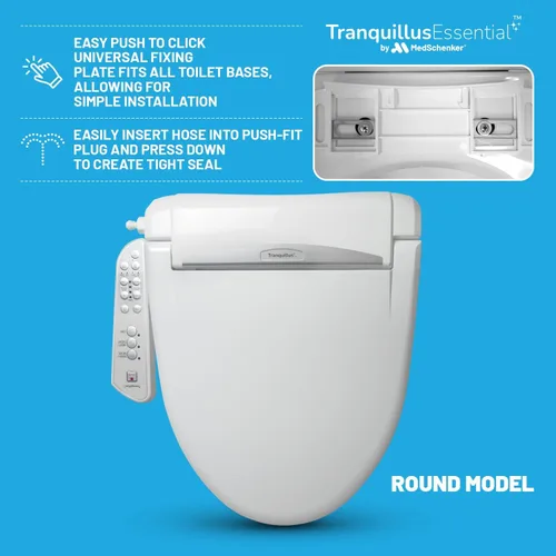 Vista 3 de Tranquillus Essential - Bidé redondo – Asiento de inodoro ajustable para agua y aire, bidé eléctrico – Asiento compatible con ADA, calefactado