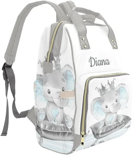 Vista 2 de XOZOTY Mochila de pañales de dibujos animados de vaca linda con nombre para hombres y mujeres de enfermería personalizada bolsas de bebé hombro