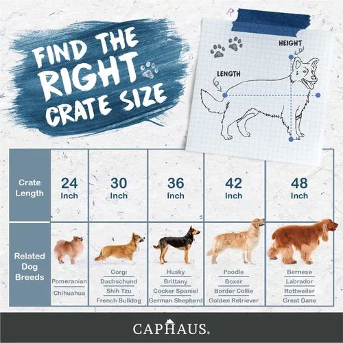 Vista 7 de CAPHAUS Perrera plegable de alambre de metal para perros con bandeja a prueba de fugas y patas protectoras y panel divisor, puerta individual