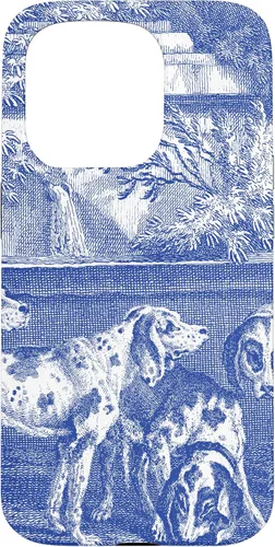Vista 14 de Vintage Blue French Toile Hound Dogs Case for iPhone 16