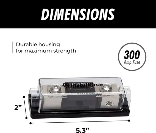 Vista 3 de InstallGear - Bloque de fusibles con portafusibles ANL y cubierta transparente - Fusibles de 300 amperios para protección segura del circuito - Caja