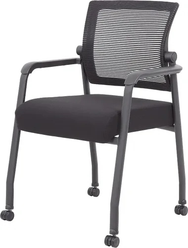 Vista 6 de Boss Office Products Silla de invitados de malla de 4 patas con ruedas en negro