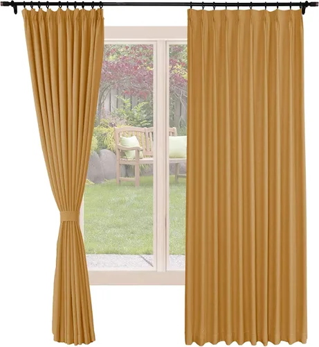 Vista 15 de Frelement Cortinas opacas de lino natural, paneles de cortinas plisadas para sala de estar, cortinas con aislamiento térmico, 52 pulgadas de ancho x