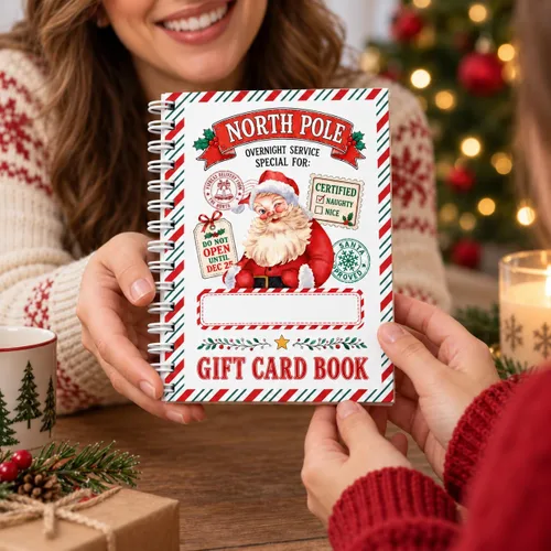 Vista 5 de Libro de tarjetas de Navidad de regalo para adultos, regalo vintage de Papá Papá Noel de Navidad