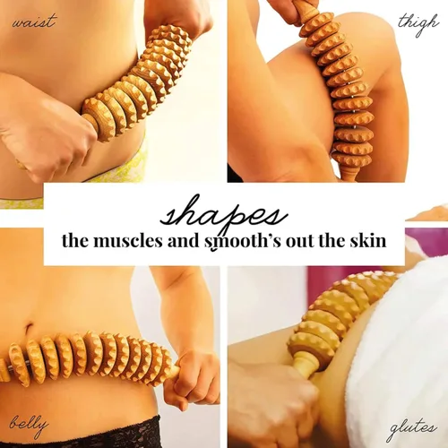 Vista 2 de tuuli Accesorios Maderotherapy Set de madera masajeador Rodillo trasero Celulitis Dispositivo de drenaje linfático Copa sueca