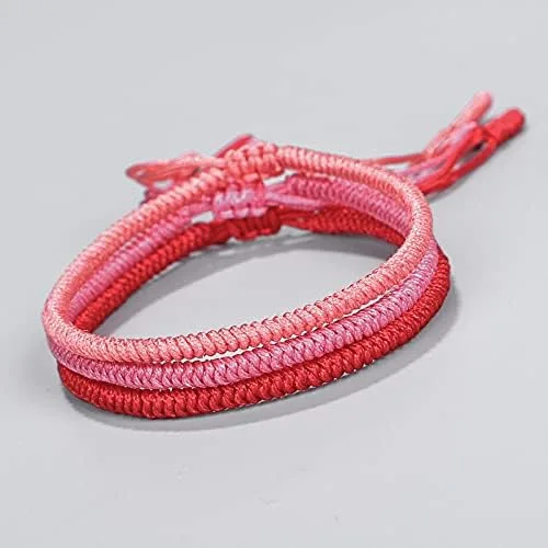Vista 3 de COLORFUL BLING Pulseras tejidas budistas tibetanas hechas a mano para hombre y mujer, pulseras de cuerda roja de la suerte para joyería de protección
