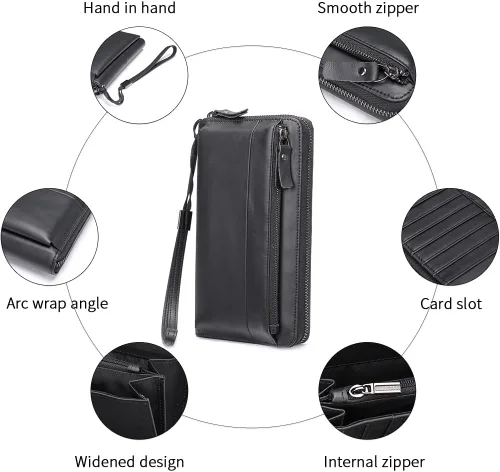 Vista 57 de LUKZIJAES Billetera de cuero genuino para hombre, con bloqueo RFID, delgada, plegable, bolsillo frontal, #3-Café, Vintage