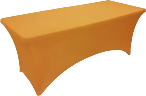 Vista 8 de Mantel de mesa de elastano elástico marfil de 4 pies para mesa plegable rectangular ajustable