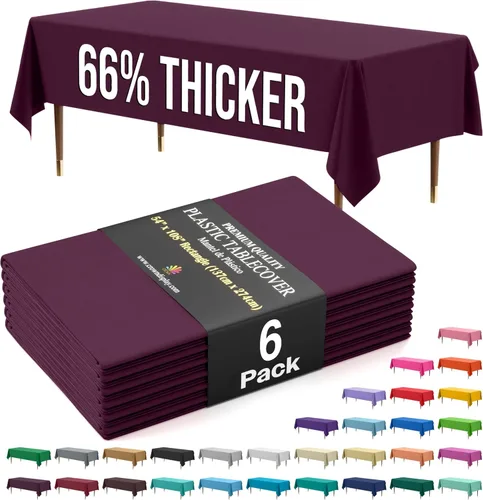 Vista 71 de Exquisite 66% Thicker Premium Plastic Table Cloth Rectangle Table Cover 0.5 Mil 6 Pack Aqua Table Cloth 54 Inch x 108 Inch Disposable Tablecloth